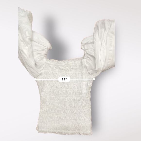 Anthropologie Maeve Cropped Puff Sleeve Blouse Womens XS White Coquette Boho‎ - Picture 6 of 9